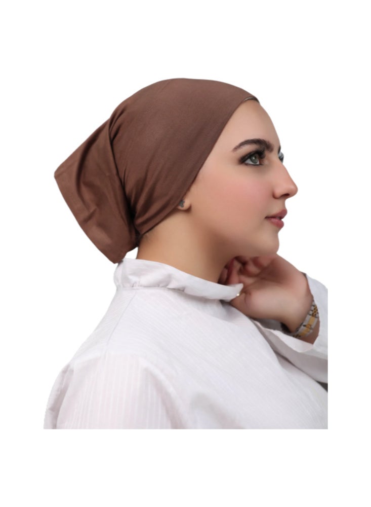 Comfortable Syrian Hijab Brown Bandana with Open Ends - Premium Stretchable Fabric in Multi-color Options. - Image 2